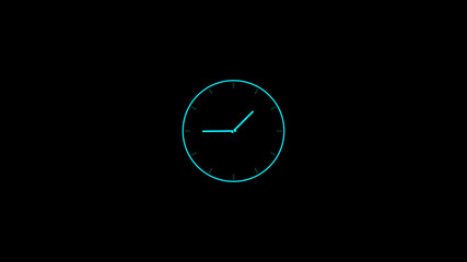 Time clock isolated icon for watch design. Clock icon in flat style, timer on black background. Business watch.