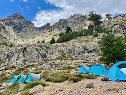Tents at Bergerie de Ballone, along the GR 20 trail, Corsica