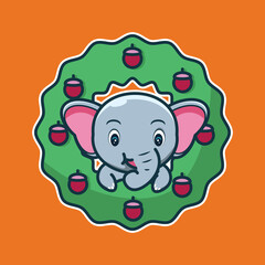 
vector illustration of cute elephant and garland