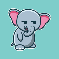 
vector illustration of cute elephant lazy