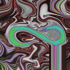 infinity sign. Holographic gasoline leak screen liquid rainbow abstract texture with a fluid infinity sign in the middle. Modern trendy wallpaper creative concept artwork.