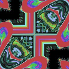 Naklejka premium Abstract energy glitch mirror art cyber digital background with lines and liquid fluid elements. Motion poster music cover rgb creative graphic artwork.