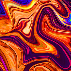 Vibrant contrast sunny gold liquid paint splashes universe space texture. Trippy waves of random colorful lines and shapes. marble