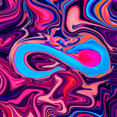 Trendy vibrant infinity sign liquid fluid abstract background future creative wallpaper for an art project
