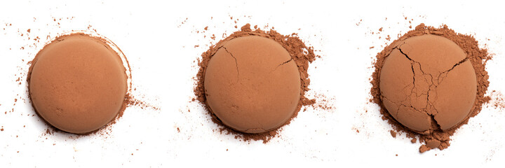 Cocoa powder as spheres, isolated shapes on white