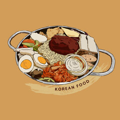 traditional korean food for menu, asian food vector illustration - 460789149