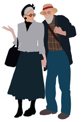 Couple of fashionable pensioners beauty style pension old age