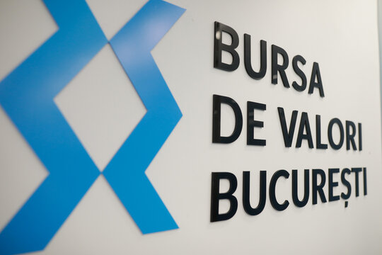 Bucharest Stock Exchange Logo And Opening Bell.