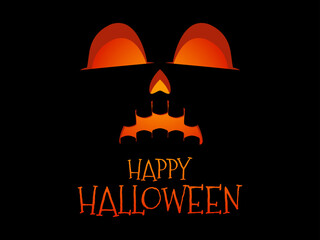 Happy Halloween scary pumpkin face. Halloween Jack O Lantern. Glowing lantern with a pumpkin face. Design a template for invitations, leaflets and greeting cards. Vector illustration