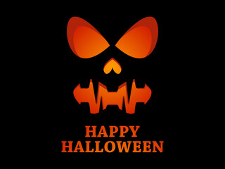 Happy Halloween scary pumpkin face. Halloween Jack O Lantern. Glowing lantern with a pumpkin face. Design a template for invitations, leaflets and greeting cards. Vector illustration