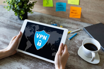 VPN - Virtual perivate network. Internet conncetion privacy concept.