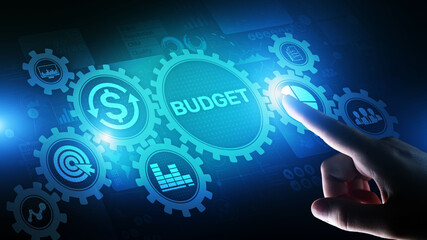 Budget accounting financial technology concept on virtual screen.