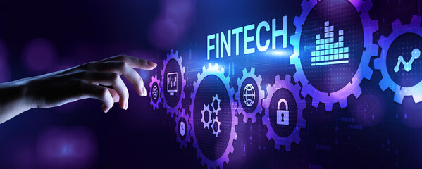 Fototapeta na wymiar Fintech Financial technology digital money online banking business finance concept.