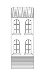 Old building, library line icon in outline style. Hotel or office sign.