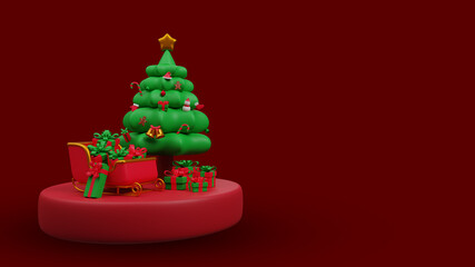 3d illustration merry christmas concept blank product podium display scene