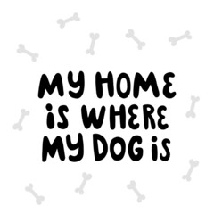 vector illustration of cute dog and lettering text