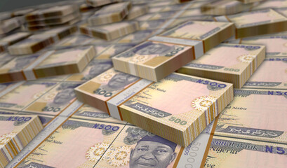 Naklejka premium Nigerian Naira money banknotes pack illustration