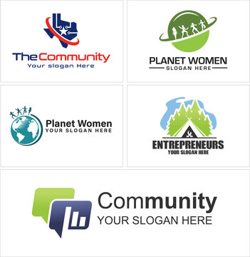 Set Of Logos Community Entrepreneurs Symbol Logo Design