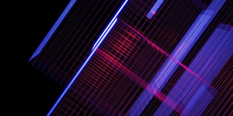 laser grid purple glow red and blue 3d illustration
