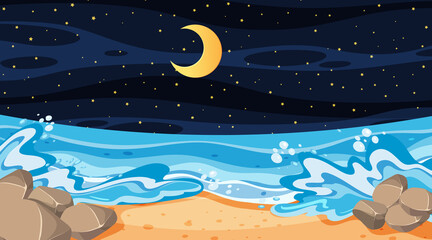 Beach landscape at night scene