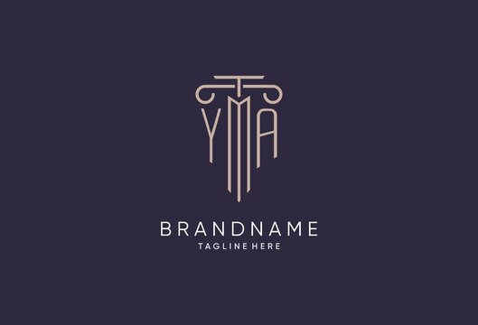 YA logo initial pillar design with luxury modern style best design for legal firm