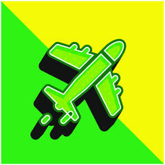 Aeroplane Green and yellow modern 3d vector icon logo