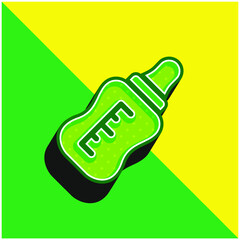 Baby Bottle Green and yellow modern 3d vector icon logo