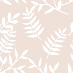 Seamless pattern with tropical leaves, vector background