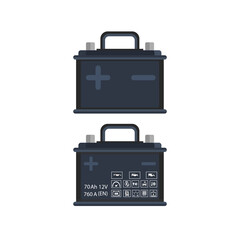 Car battery icon isolated on white background. Energy storage battery and electricity storage battery Car battery auto parts