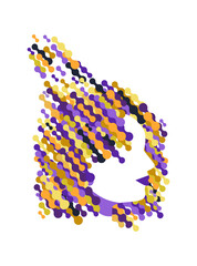 Vector illustration of an abstract portrait of a woman in profile. Colored hair on a white background. Poster, postcard, banner. For wall decoration, for printing on textiles. Purple and orange