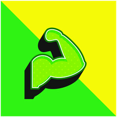 Arm Muscles Silhouette Green and yellow modern 3d vector icon logo