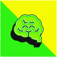 Brain Green and yellow modern 3d vector icon logo