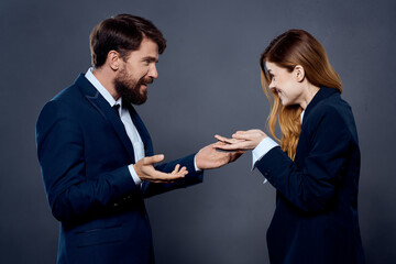 business man and woman office communication emotions team