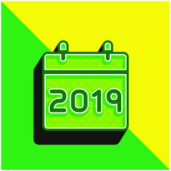 2019 Green and yellow modern 3d vector icon logo
