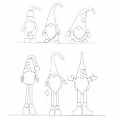 one line drawing gnomes set
