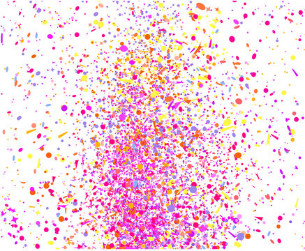 Multicolored confetti isolation on white. Geometrical background with glitters. Pattern for design. Print for flyers, posters, banners and textiles. Greeting cards. Luxury texture