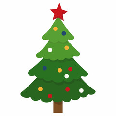 christmas tree in flat style vector, isolated