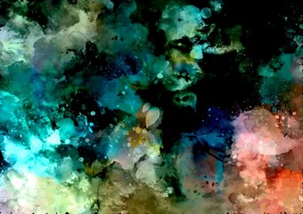 幻想的なキラキラカラフルな水彩テクスチャ背景
