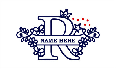 R Alphabet girl split royal abstract monogram vector logo template