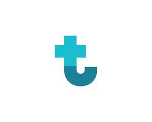 Obraz premium Letter T with cross and plus medical logo icon design template elements