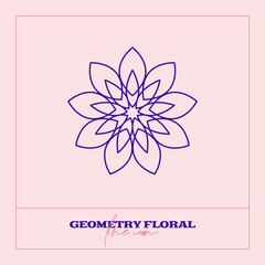 Abstract Geometrical Flower. Simple line icon. Monochrome polygonal plants vector.