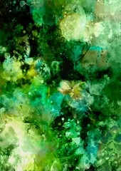 緑の幻想的なキラキラ水彩テクスチャ背景
