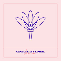 Abstract Geometrical Flower. Simple line icon. Monochrome polygonal plants vector.