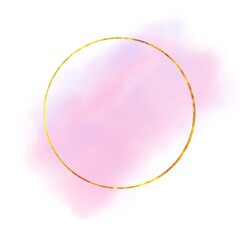 golden circle frame on soft pink label background