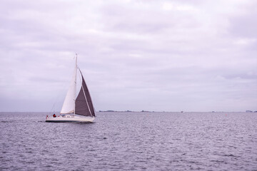 Obraz na płótnie Canvas Beautiful yacht at sea. Baltic Sea. Copenhagen. Denmark. Transport. Water transport.