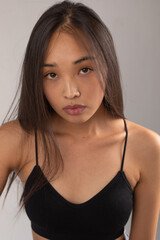 Portrait of attractive asian woman. Model tests.