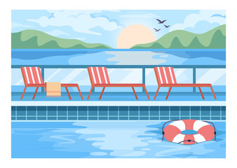 Fototapeta premium Public swimming pool. Resort pool with clean blue water. Big modern