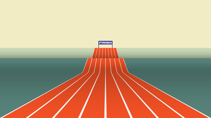 Abstract athletic track forward and upward. Business competition concept.	