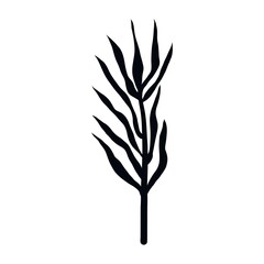 Botanical flat floral branch. Abstract minimalist plant design, organic herbal art. Vector illustration