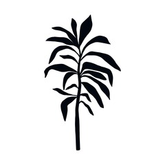 Fototapeta na wymiar Flat botanical floral branch. Abstract minimalist plant design, hand drawn organic herbal art. Vector illustration